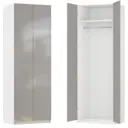 Шкаф распашной Лион серый глянец с полкой и штангой 80х232,2х54,5 ЛДСП каркас белый